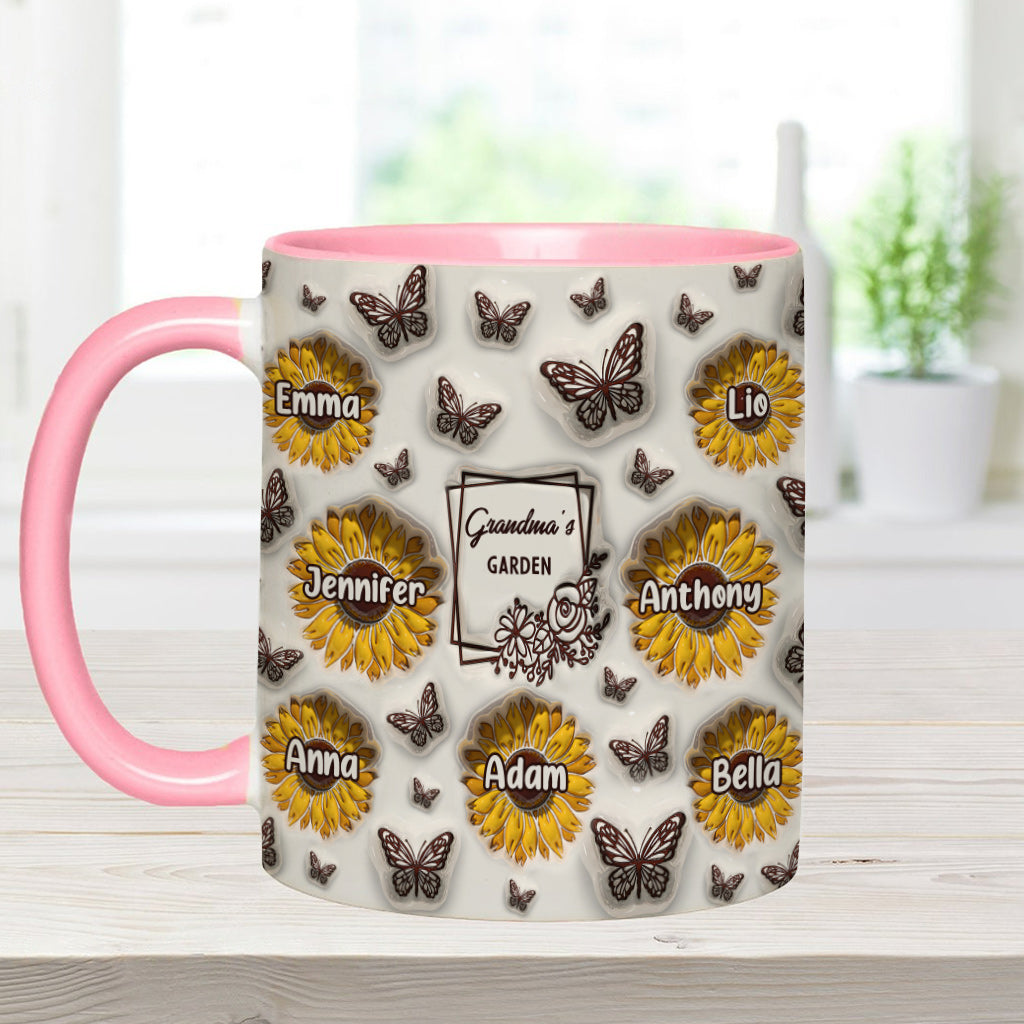 Omas Sonnenblumengarten – Geschenk für Oma – Personalisierte Tasse