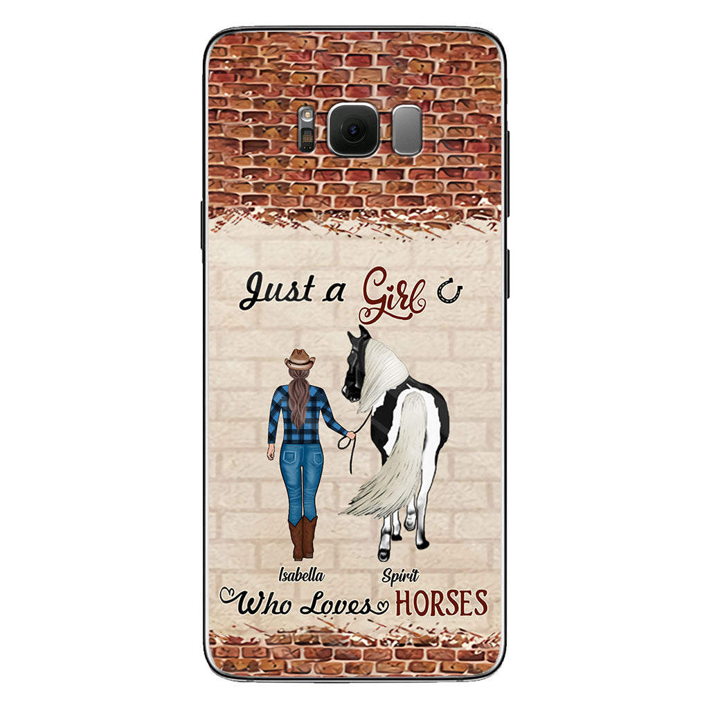 Einfach ein Mädchen, das Pferde liebt – personalisierte Handyhülle mit Pferdemotiv