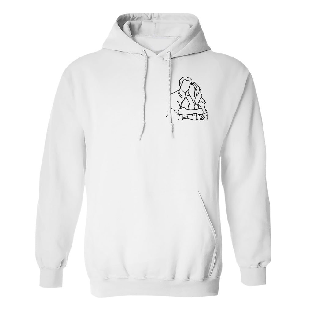 Individuelle Linienzeichnung – Personalisierter, bestickter Hoodie für Paare