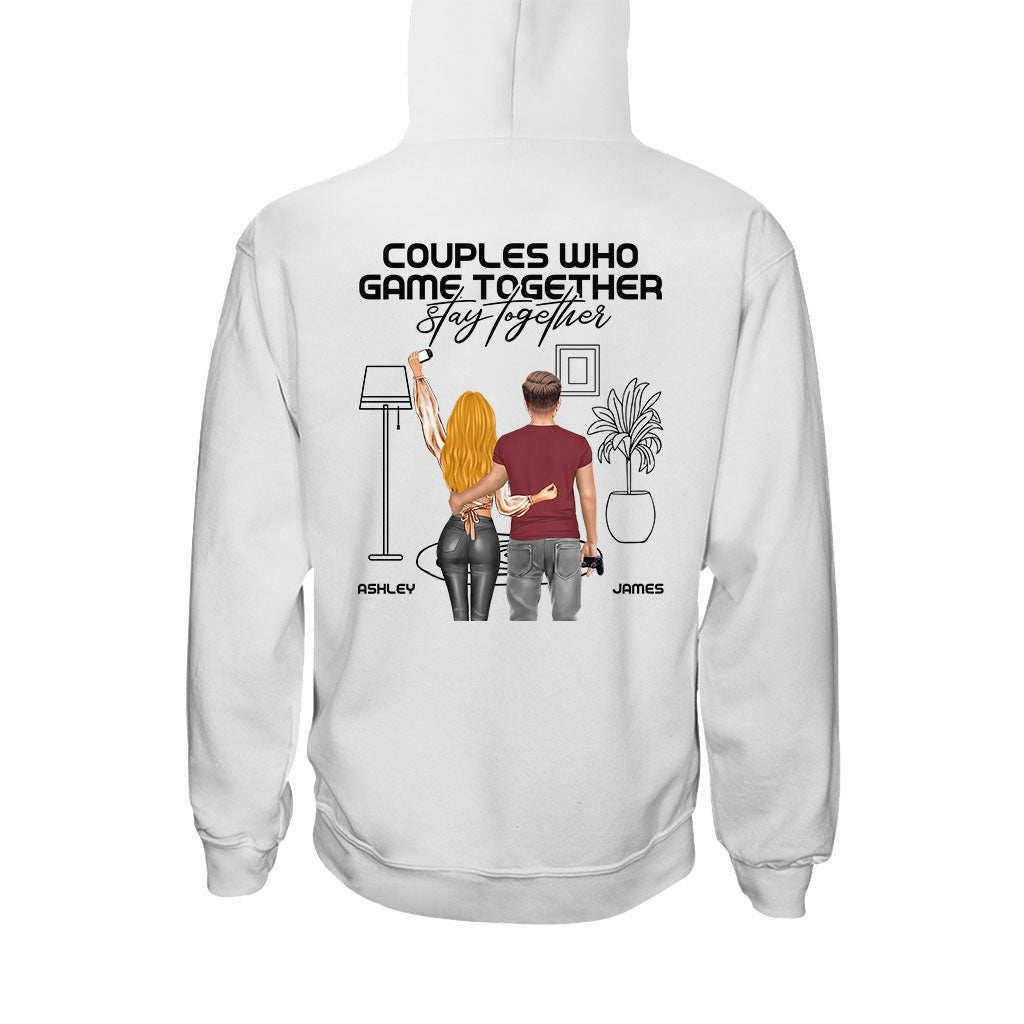 Gemeinsam zocken – Paare bleiben zusammen – Personalisiertes Videospiel-T-Shirt und Hoodie