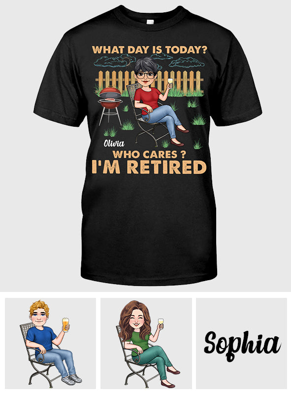 Welcher Tag ist heute? Wen interessiert's? - Personalisiertes T-Shirt und Hoodie für Rentner