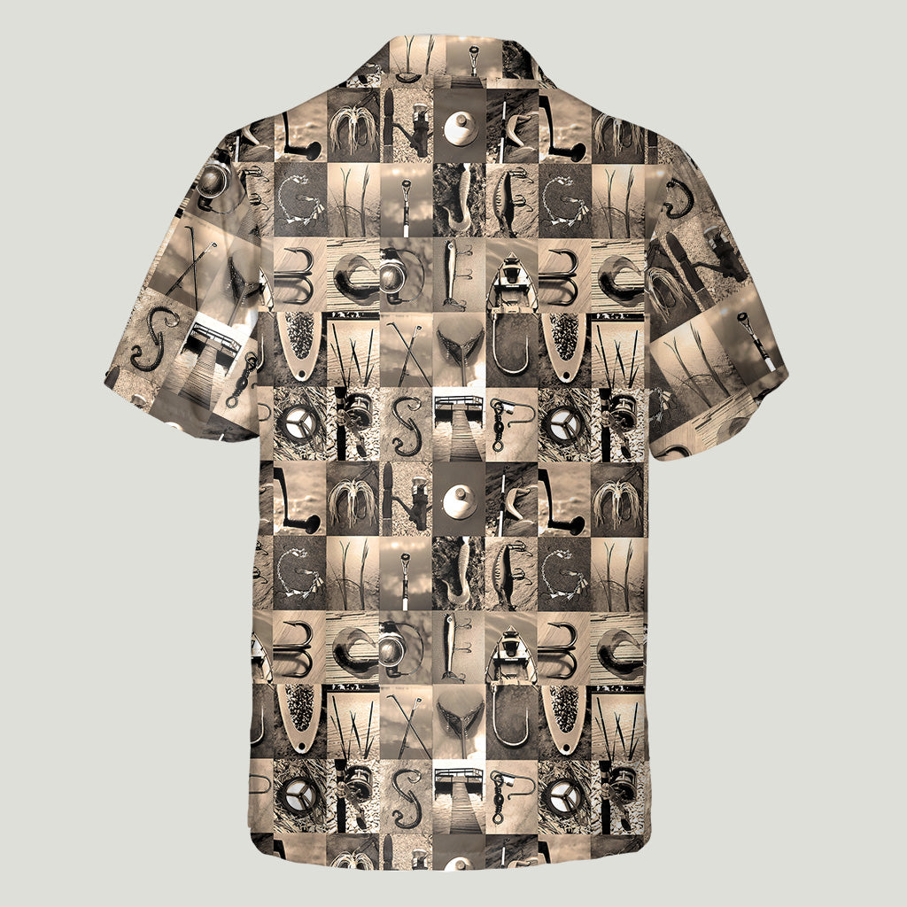 Vintage Fishing Alphabet - Personalized Fishing Hawaiian Shirt