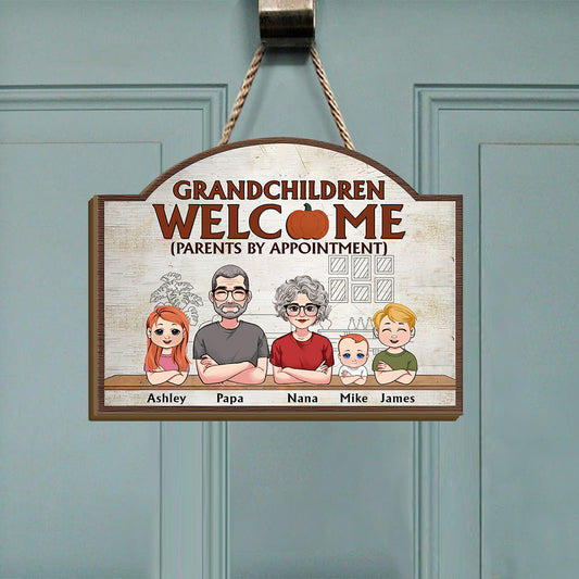 Grandchildren Welcome - Personalized Grandma Interchangeable Wood Sign
