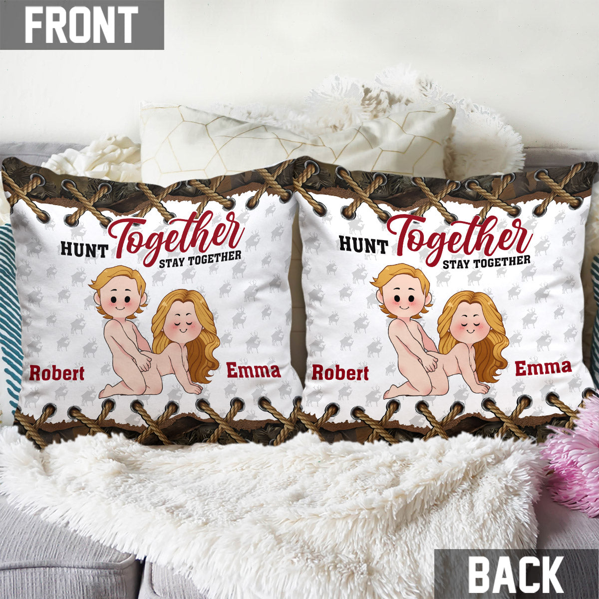 Hunt Together Stay Together - Personalized Hunting Throw Pillow