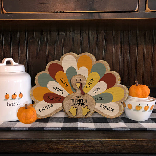 One Thankful Nana - Gift for grandma - Personalized 2 Layered Wood Sign / Wood Plaque