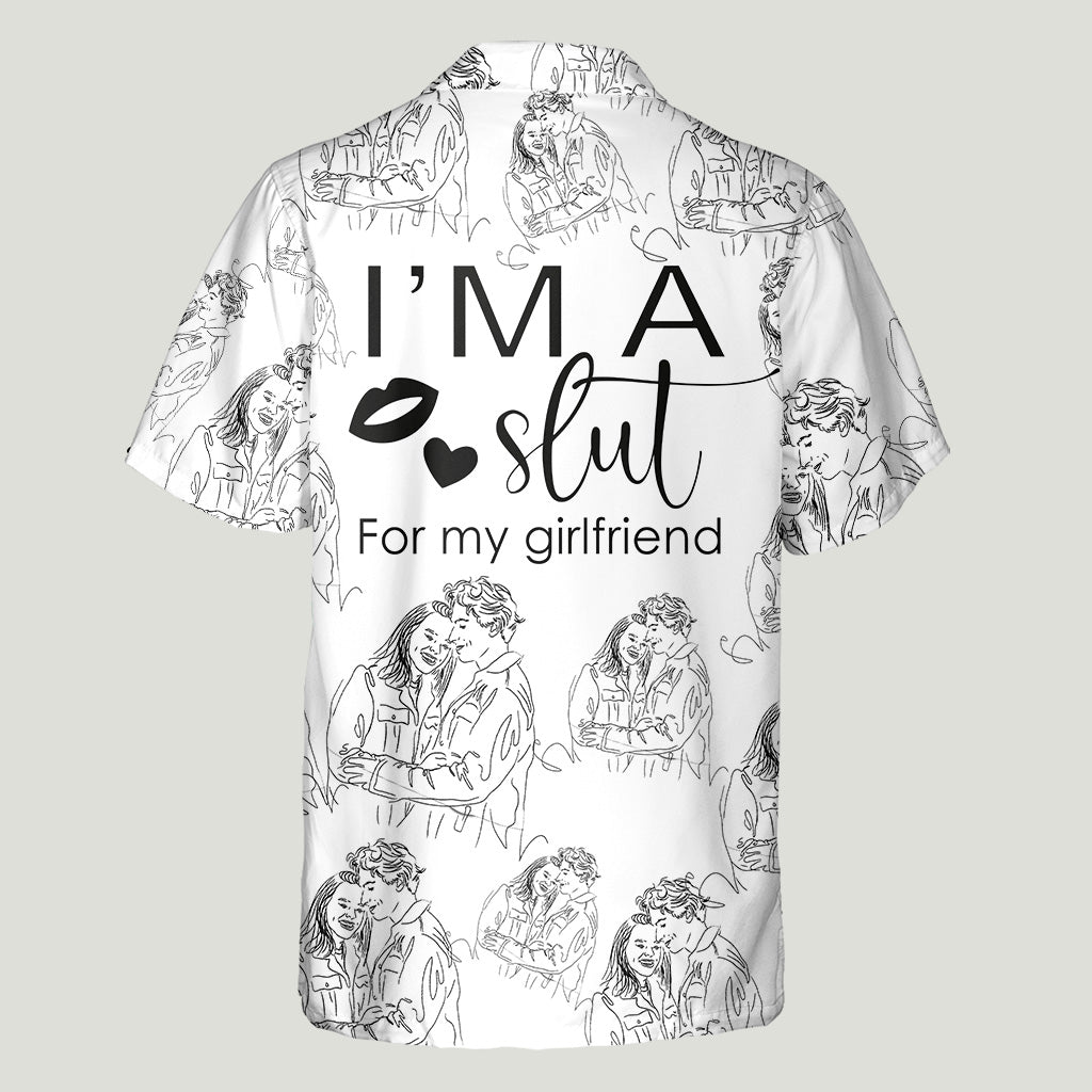 Custom Couple Line Drawing - Boyfriend and Girlfriend gift for boyfriend - Personalized Hawaiian Shirt