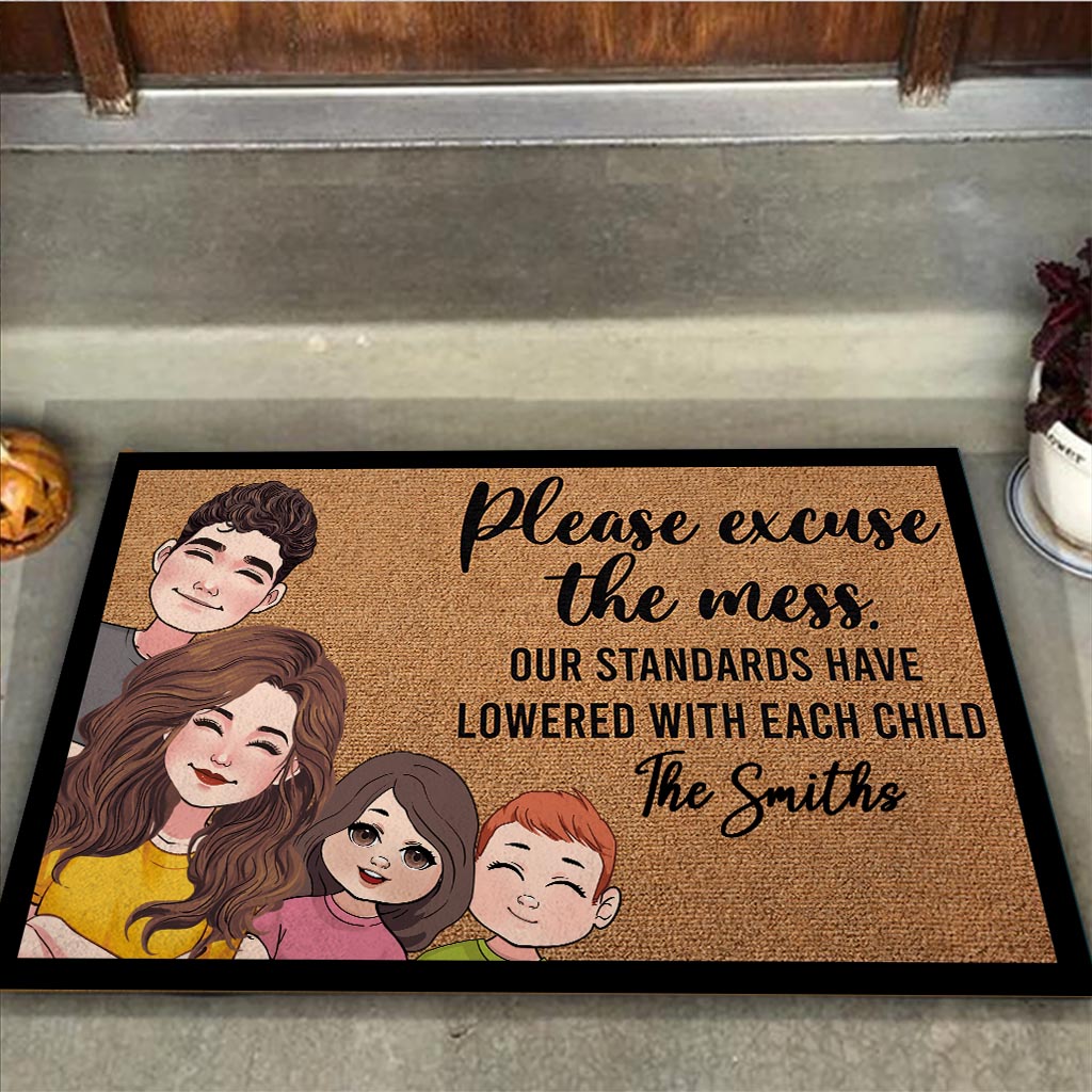 Please Excuse The Mess - Personalized Family Doormat