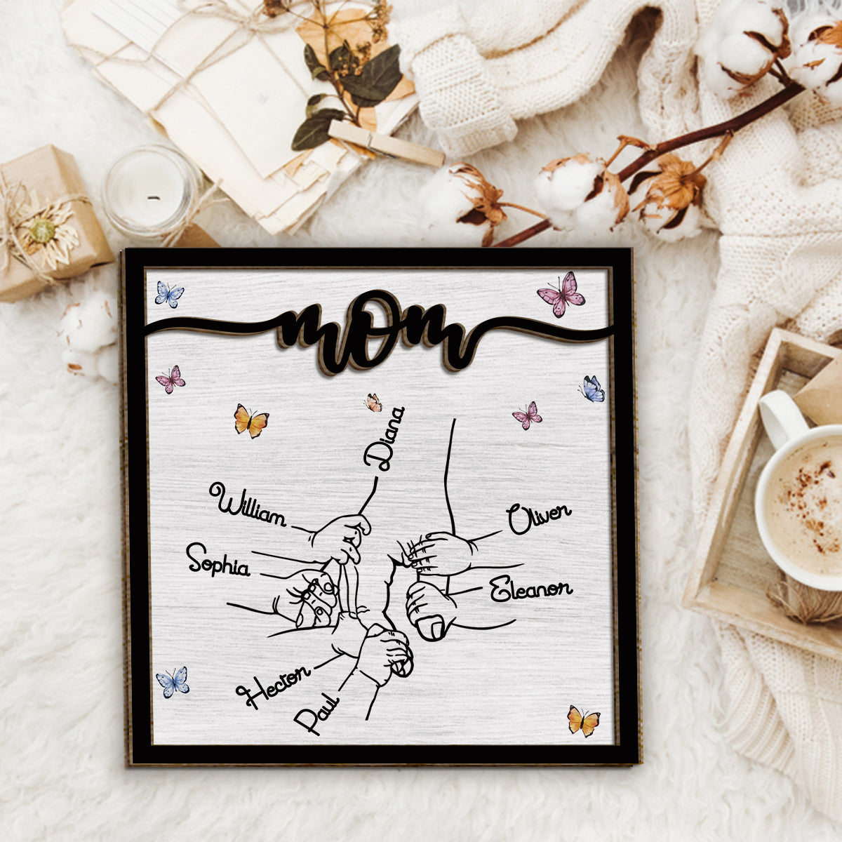 Halt meine Hand – Personalisiertes 2-lagiges Holzschild „Oma“ / Holzplakette