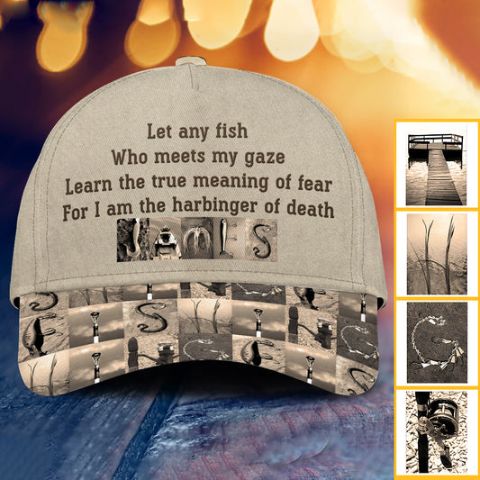Lass jeden Fisch, der meinen Blick trifft, Vintage-Angelalphabet – personalisierte klassische Angelkappe