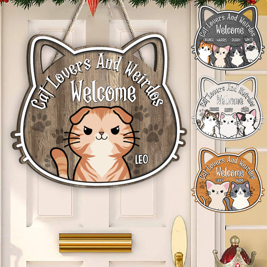 Willkommen, Katzenliebhaber und Sonderlinge! - Personalisiertes Katzen-Holzschild