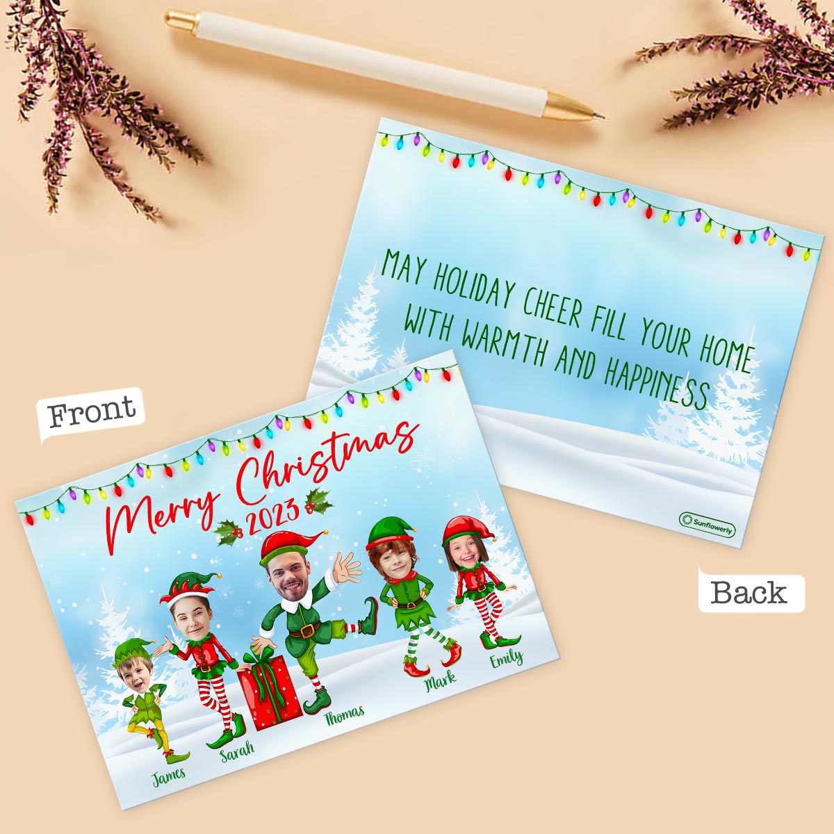 Frohe Weihnachten – Personalisierte Familiengrußkarte