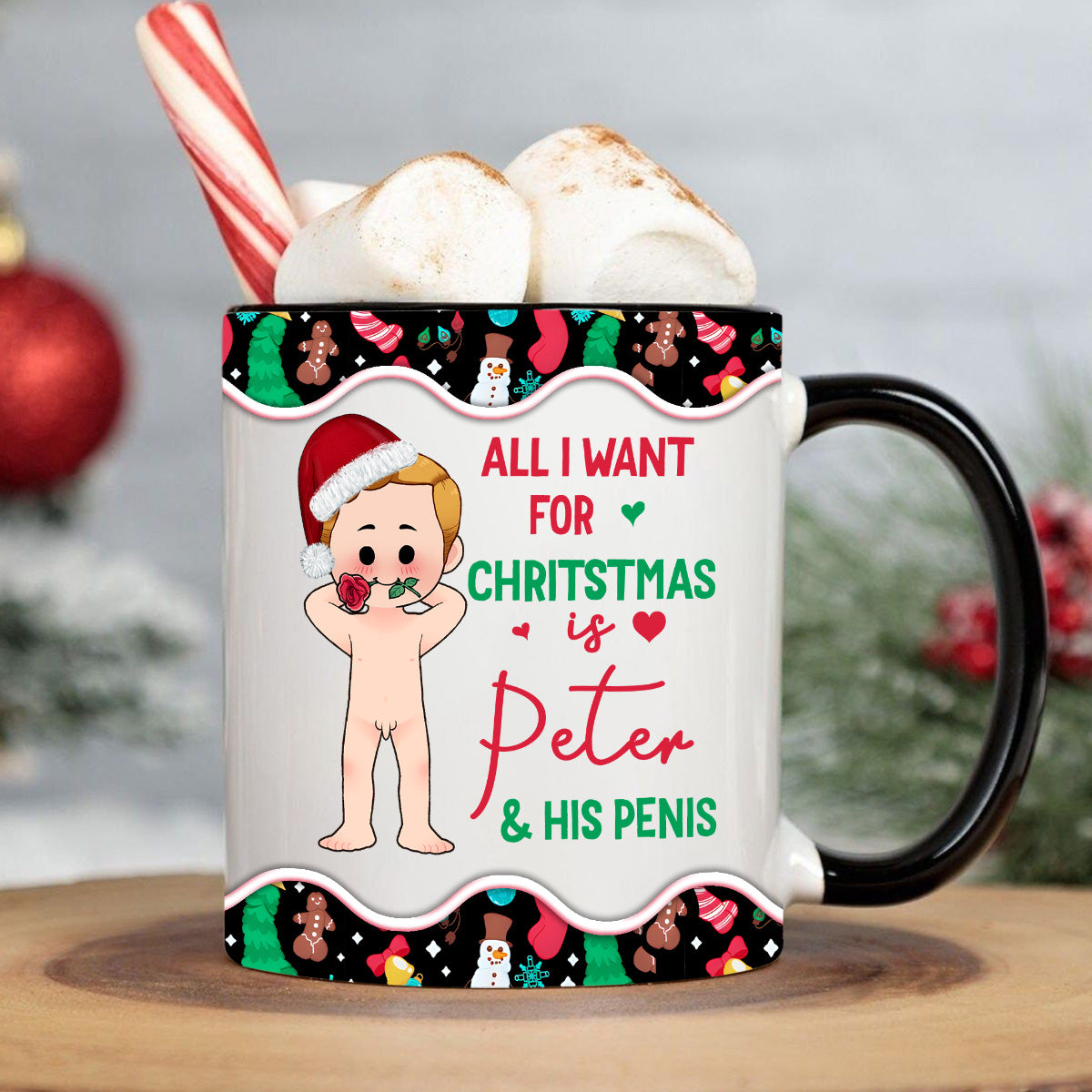 Alles, was ich mir zu Weihnachten wünsche – Personalisierte Tasse für Paare