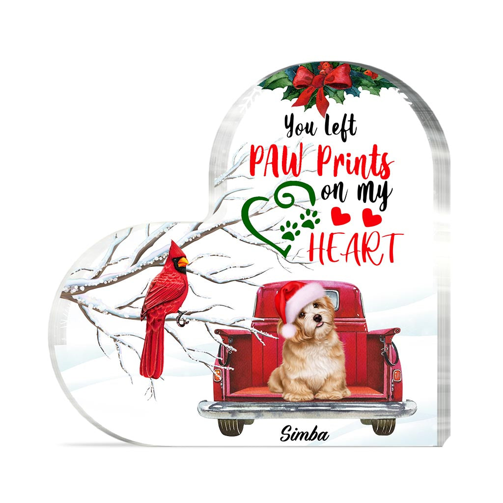 Du hast Pfotenabdrücke in meinen Herzen hinterlassen – personalisierte Acrylplakette in Hundeform