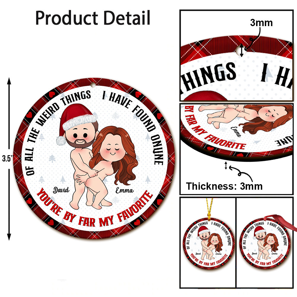 Ausgerechnet bei diesen seltsamen Dingen – personalisierter Pärchen-Weihnachtsbaumschmuck