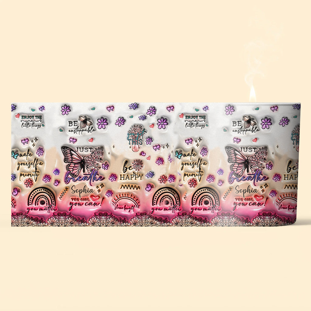 Positive Affirmationen Schmetterling – Personalisierte Schmetterlingskerze mit Holzdeckel