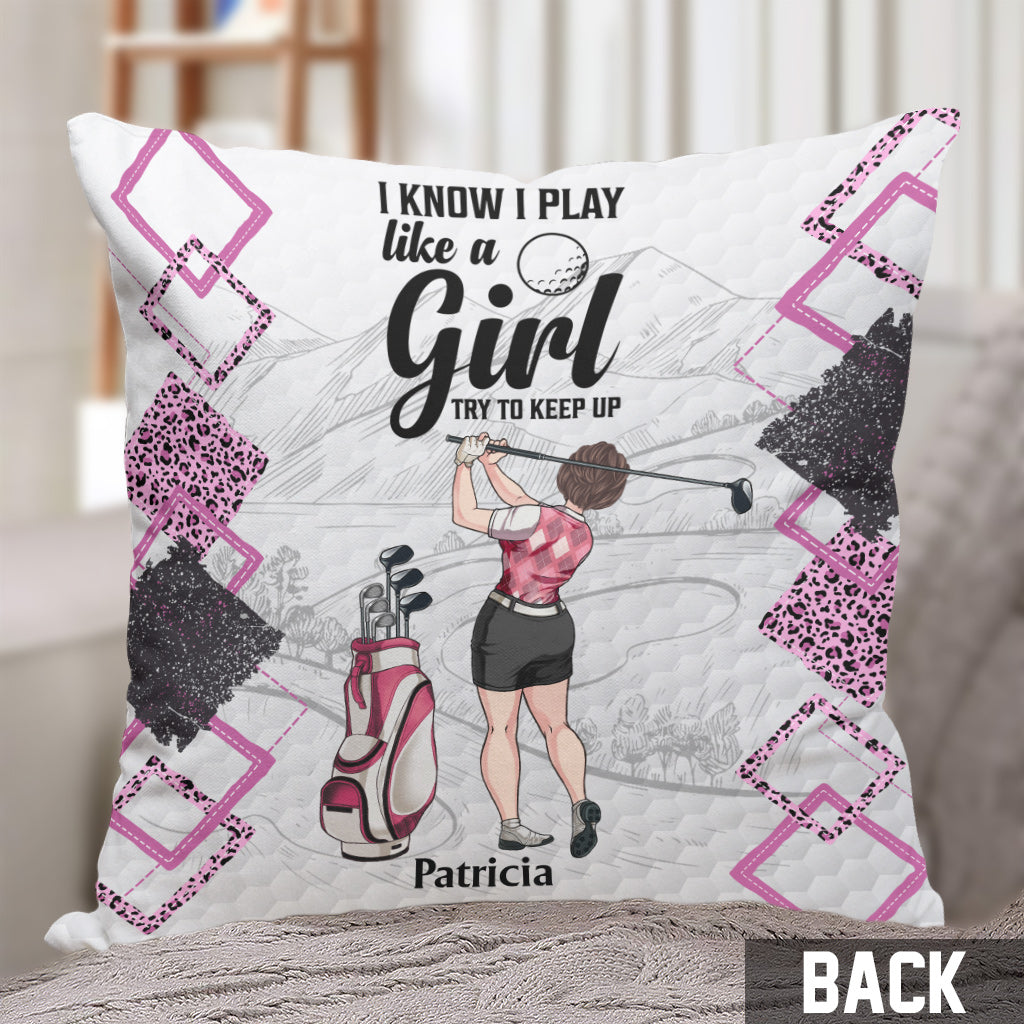 Golf Instruction - Golf gift for her, girlfriend, wife, daughter - Personalized Throw Pillow