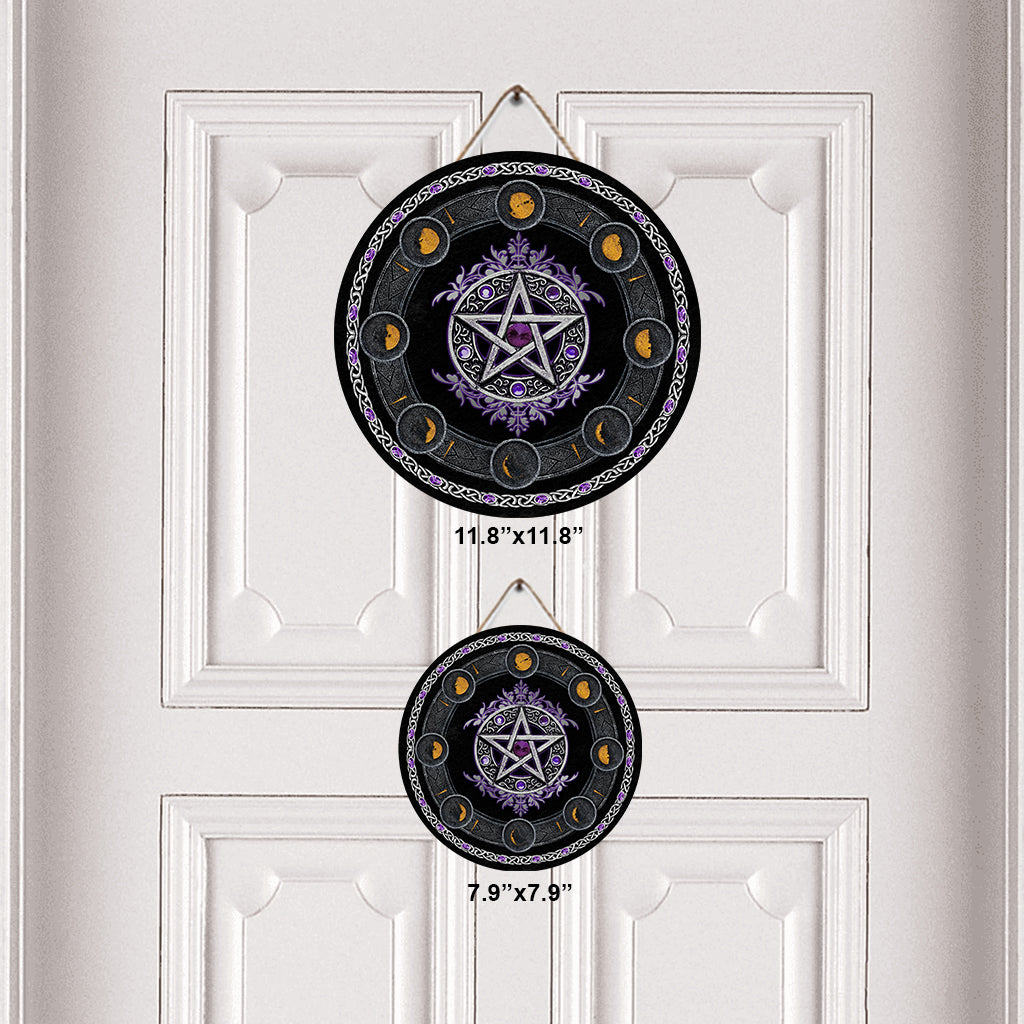 Hexe bitte! Hexen-Wanduhr - Rundes Hexen-Holzschild