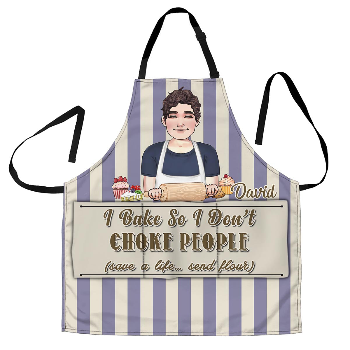 Ich backe, damit ich niemanden ersticke – Backgeschenk für Mama, Papa, Tochter, Sohn, Freundin, Freund, Ehefrau, Ehemann, Schwester, Bruder, Freunde – Personalisierte Schürze