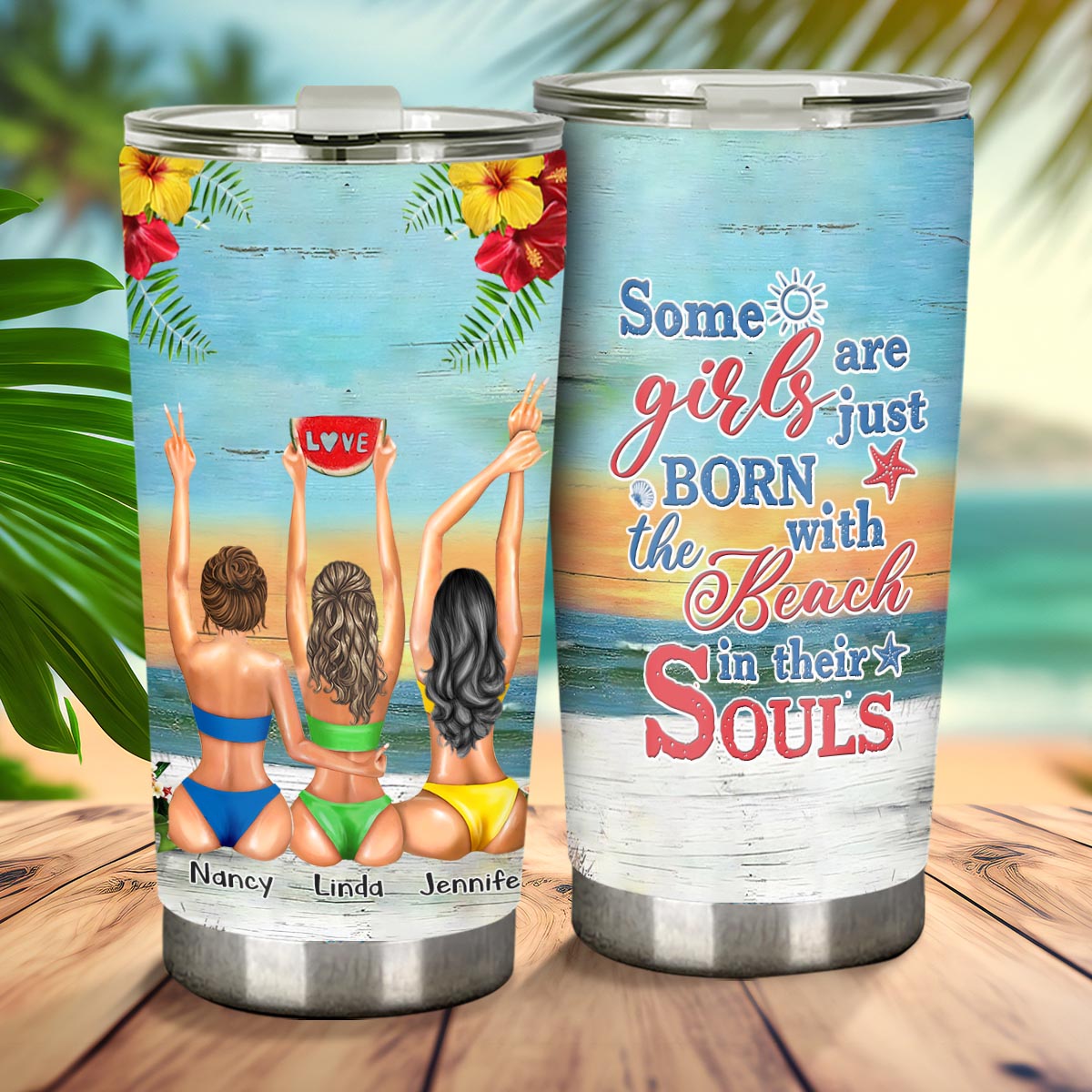 Ich liebe dich bis zum Strand und zurück – Geschenk für die beste Freundin/Schwester – Personalisierter Becher