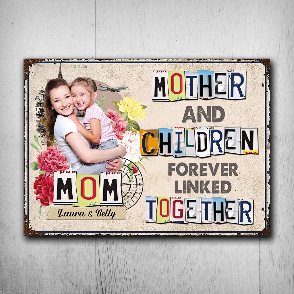 Für immer verbunden – Geschenk für Mama, Tochter, Sohn – Personalisiertes rechteckiges Metallschild