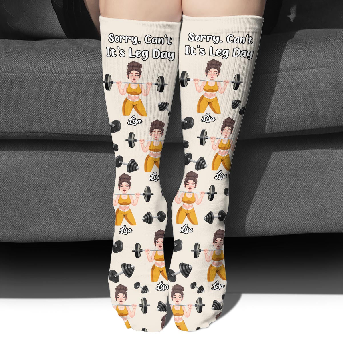 Tut mir leid, geht nicht, heute ist Beintag – personalisierte Fitness-Socken