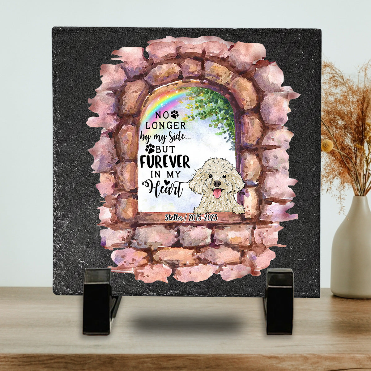 Nicht mehr an meiner Seite – Personalisierter quadratischer Stein in Hundeform