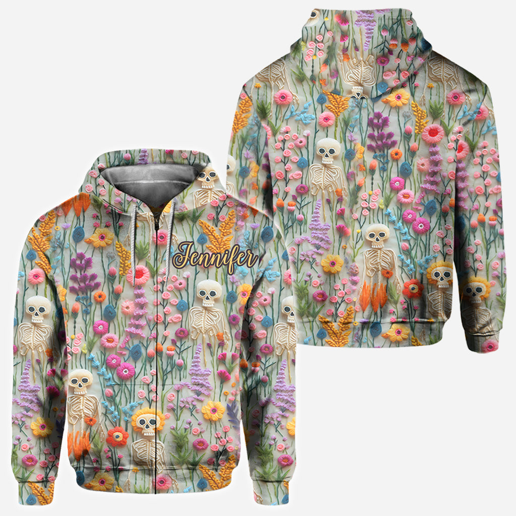 Blumenskelett - Personalisiertes Totenkopf-Shirt