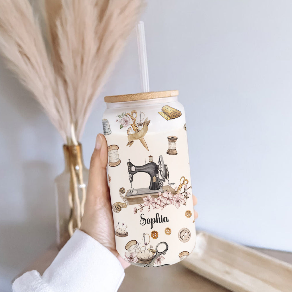 Nähbegeisterung – Personalisierte Nähdose aus Glas
