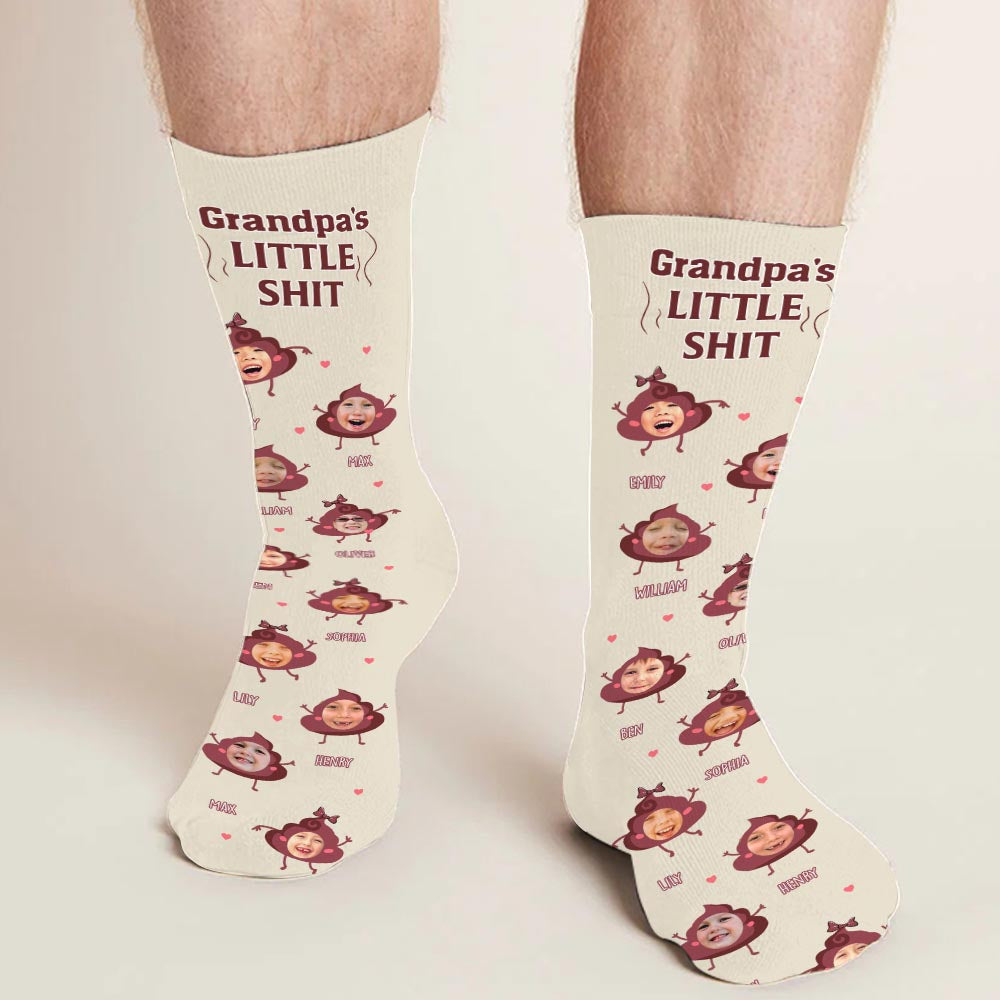 Daddy Little Shits – Geschenk für Papa, Oma, Opa, Mama, Onkel, Tante, Bruder, Schwester – Personalisierte Socken