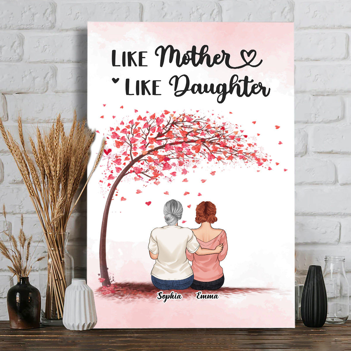 Für immer verbunden – Geschenk für Mama, Tochter, Sohn – Personalisierte Leinwand und Poster