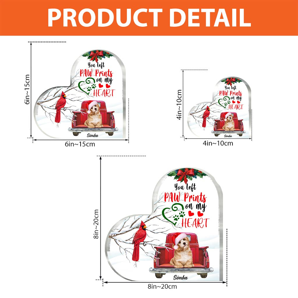 Du hast Pfotenabdrücke in meinen Herzen hinterlassen – personalisierte Acrylplakette in Hundeform