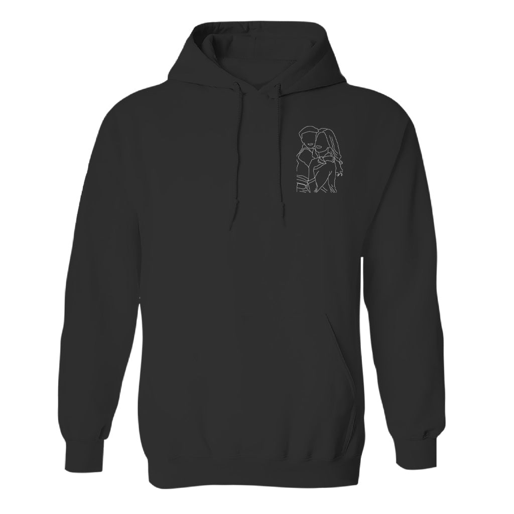 Individuelle Linienzeichnung – Personalisierter, bestickter Hoodie für Tante