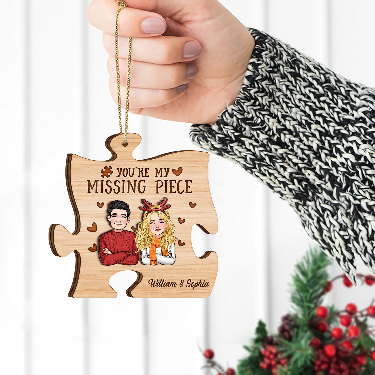 Du bist mein fehlendes Puzzleteil – Geschenk für Ehefrau, Ehemann, Freundin, Freund – Personalisierter zweilagiger Schmuckanhänger