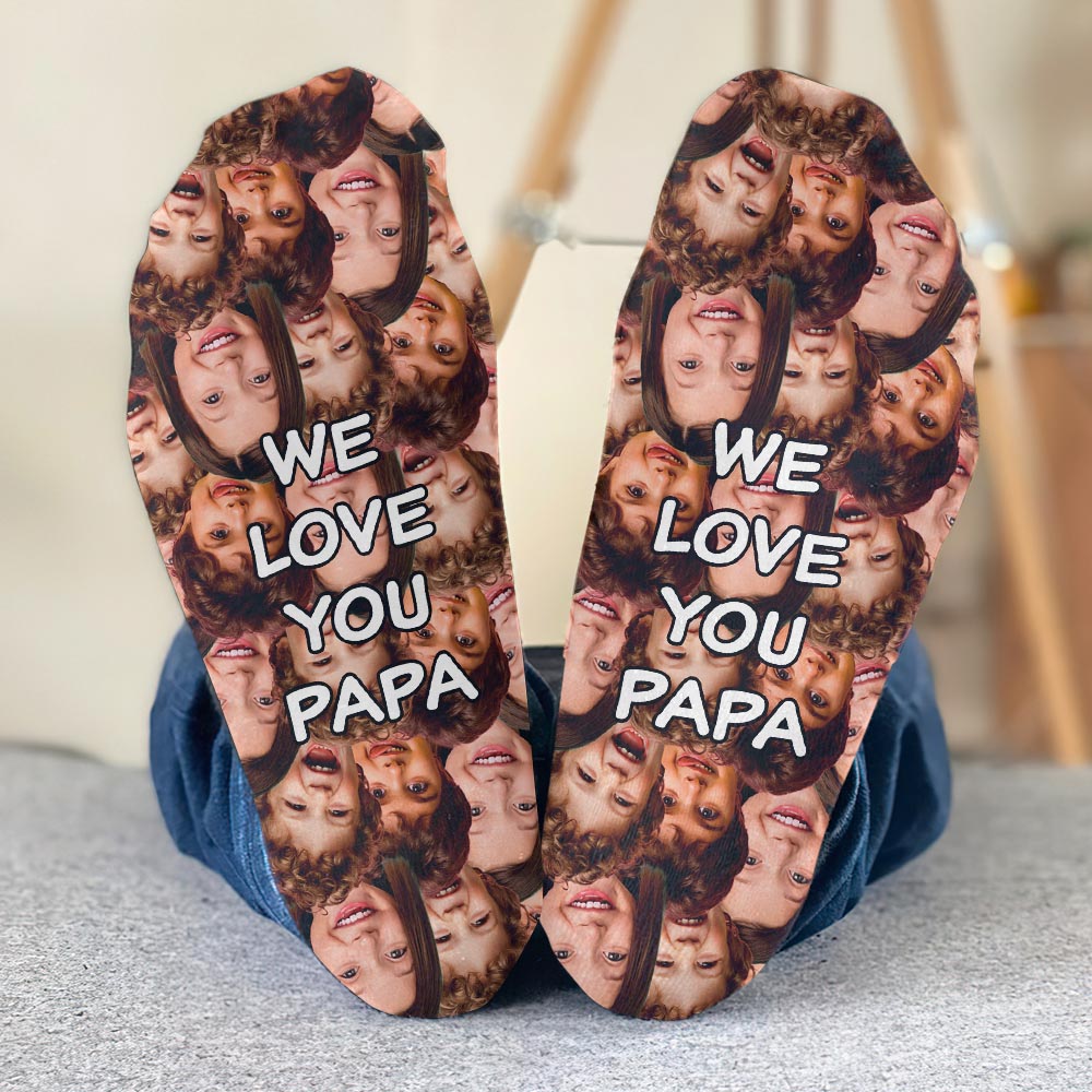 Ich liebe dich, Papa – Geschenk für Papa, Oma, Opa, Mama, Onkel, Tante, Bruder, Schwester, Sohn, Tochter, Enkelin, Enkel, Ehemann, Ehefrau, Freund, Freundin – Personalisierte Socken