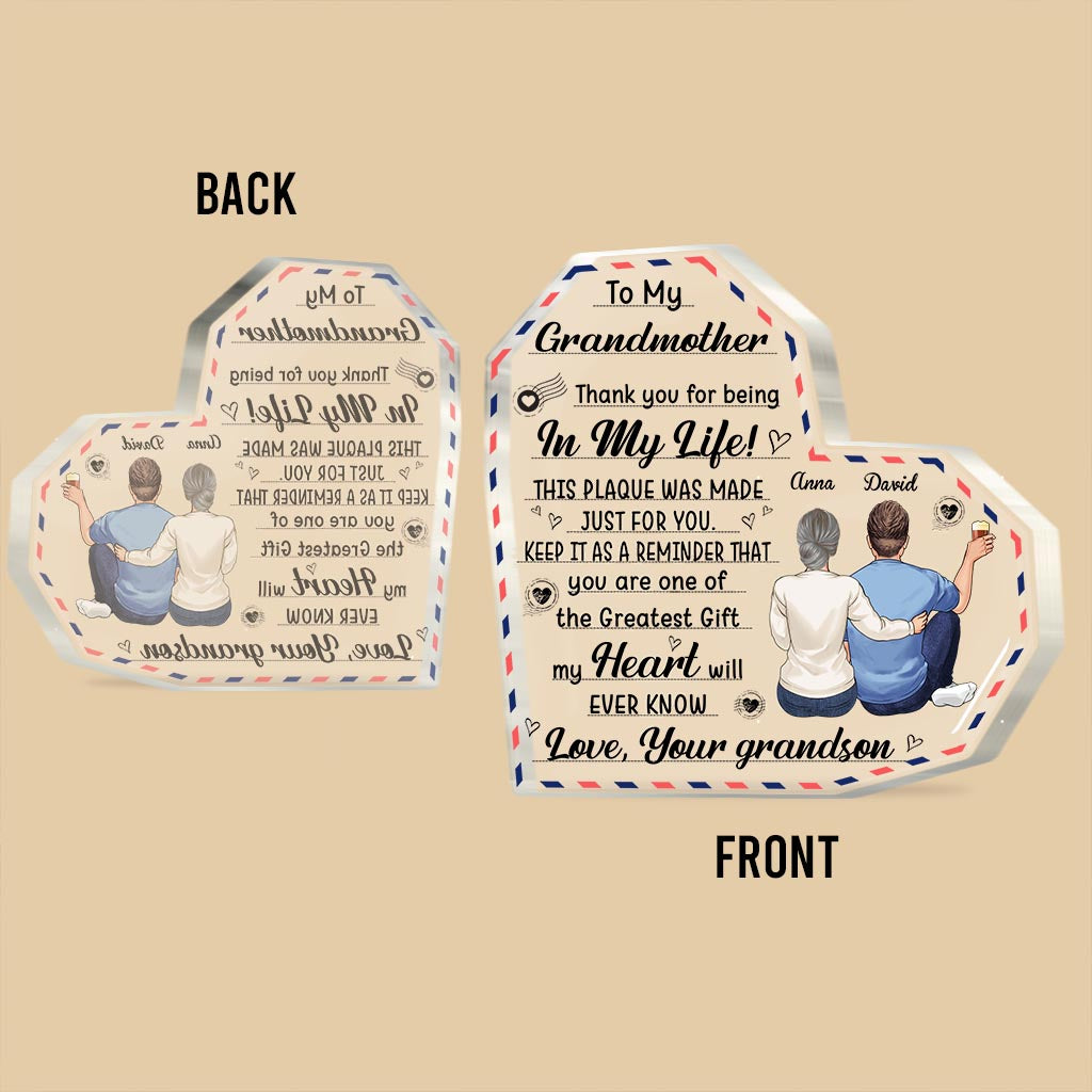 An meine Großmutter – Geschenk für Mama, Oma, Tante – Personalisierte Acrylplakette in individueller Form