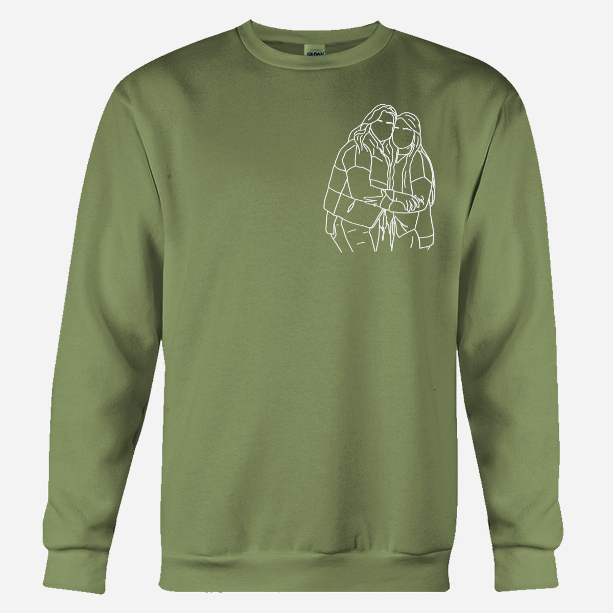 Individuelle Strichzeichnung – Personalisierter, bestickter Pullover für die beste Freundin