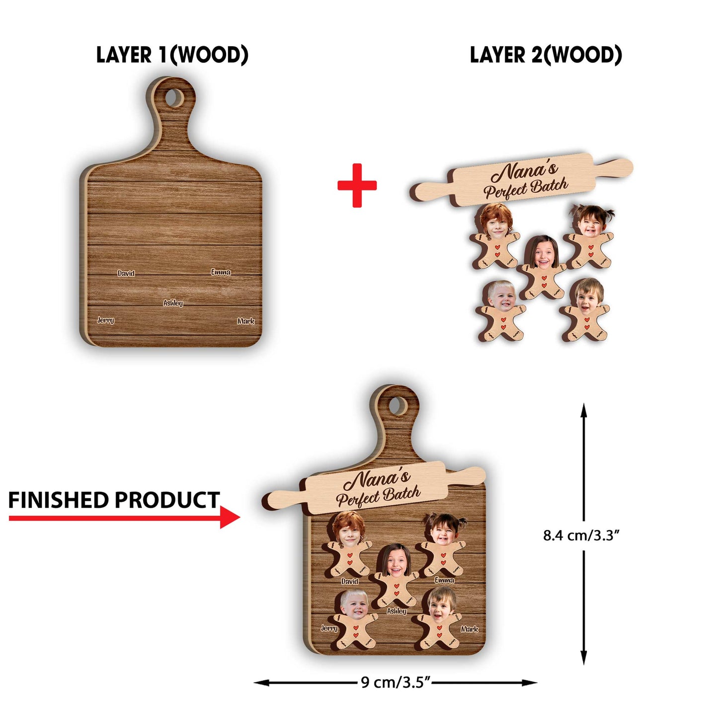 Omas perfektes Set – Personalisierter Oma-Weihnachtsbaumschmuck, 2-lagig