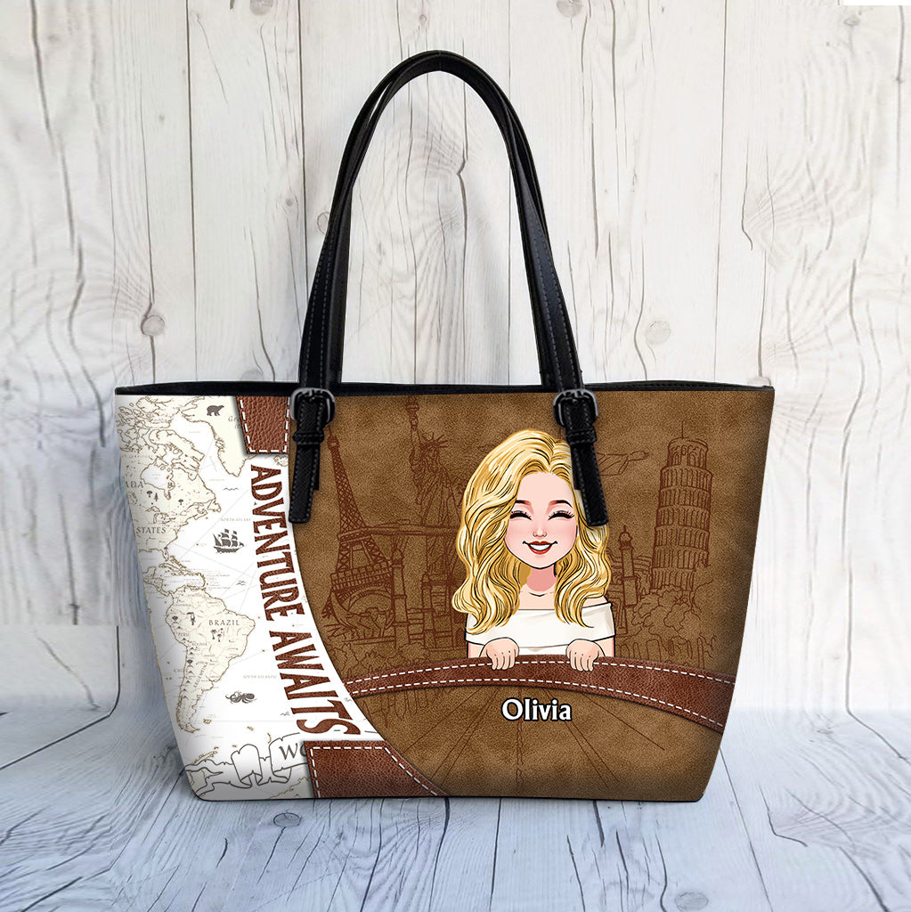 Adventure Awaits - Personalized Travelling Leather Bag