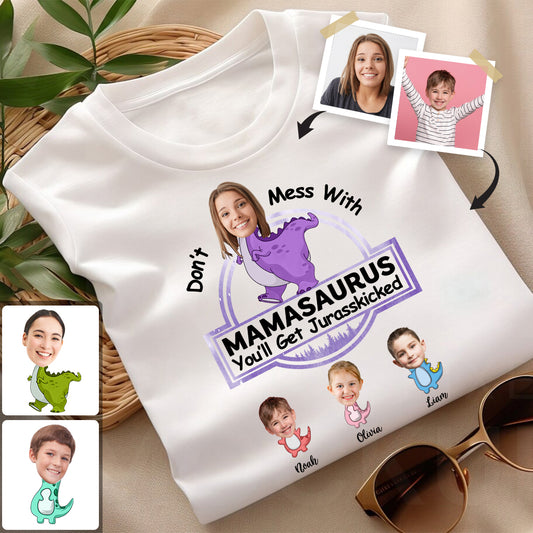 Leg dich nicht mit Mamasaurus an – personalisiertes Mutter-T-Shirt und Hoodie