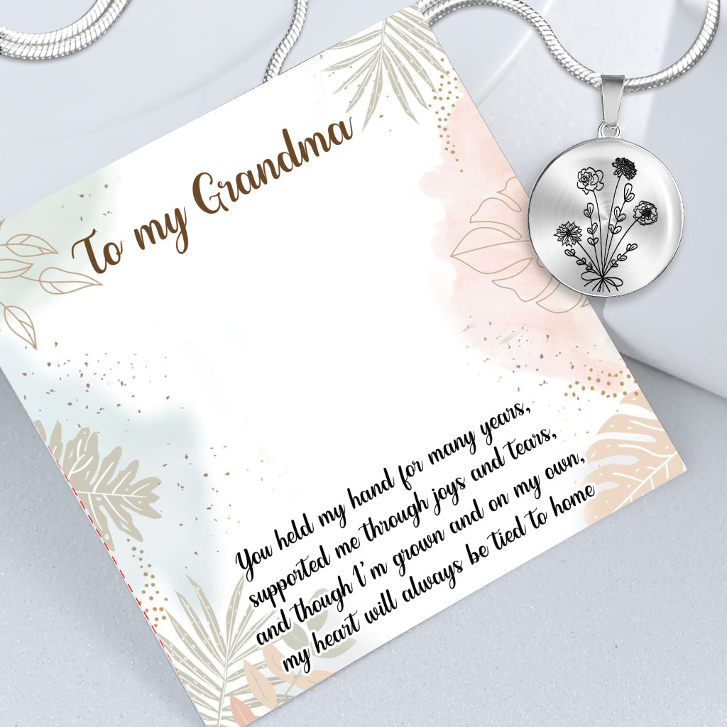 Geburtstagsblume – Geschenk für Mama, Ehefrau, Freundin, Oma – Personalisierte runde Anhängerkette