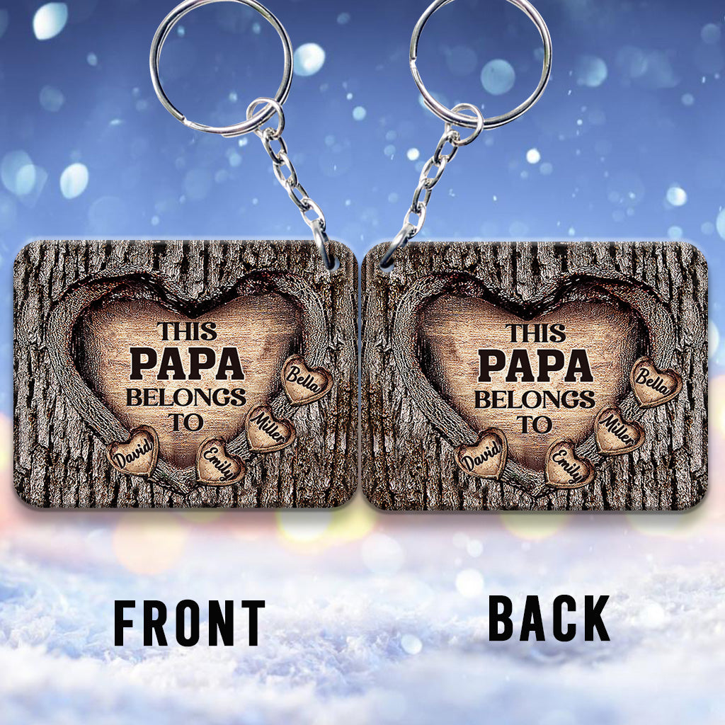 This Dad Belongs To - Gift for dad, grandma, grandpa, mom, uncle, aunt, brother, sister - Personalized Keychain