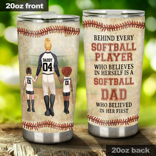 Behind Every Softball Player - Personalized Softball Tumbler