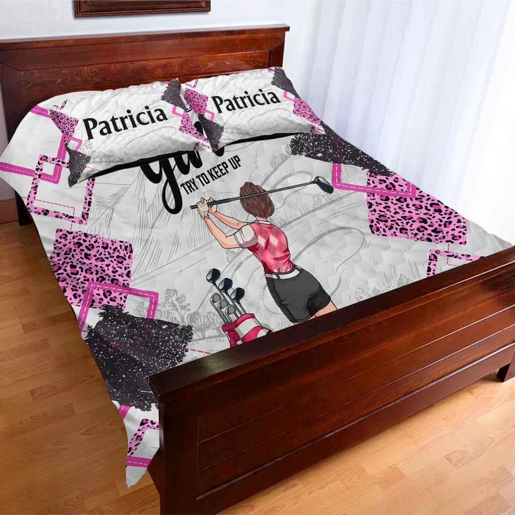 Golfunterricht – Golfgeschenk für sie, Freundin, Ehefrau, Tochter – Personalisierte Bettwäschegarnitur