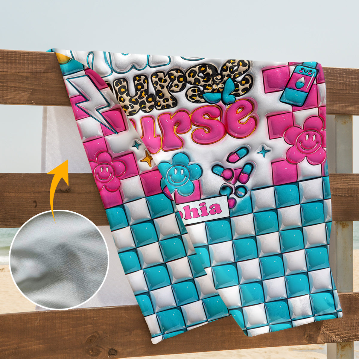 Krankenschwesterleben – Geschenkidee für Krankenschwestern, Mütter, Ehefrauen, Freundinnen – Personalisiertes Strandtuch