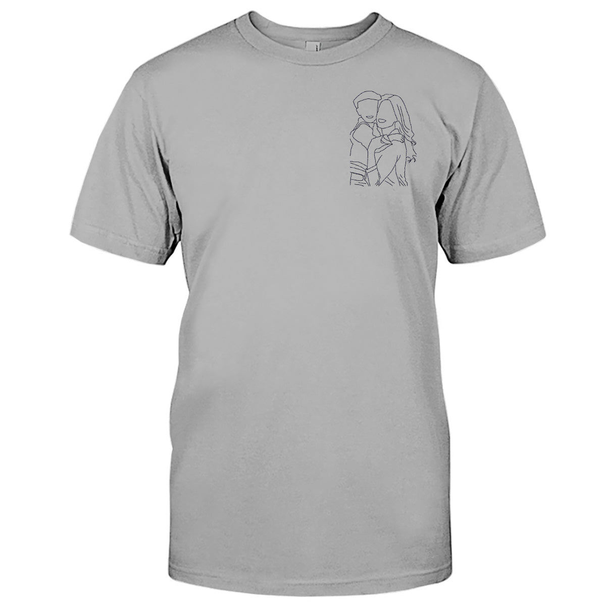 Individuelle Linienzeichnung – Personalisiertes, besticktes Mutter-T-Shirt