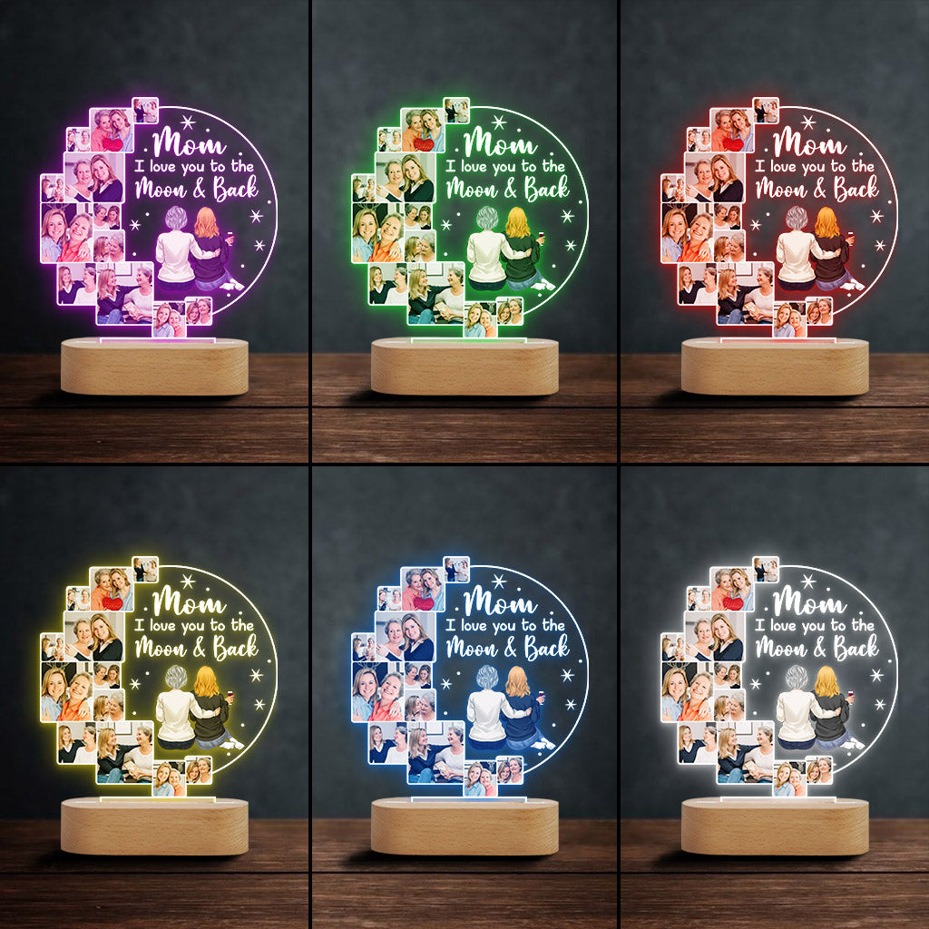 Ich liebe dich bis zum Mond und zurück – Personalisierte, mutterförmige Plakettenleuchte