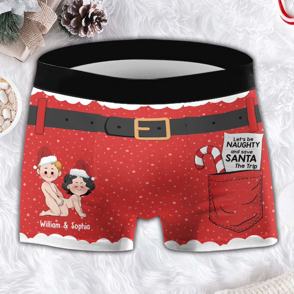 Let's Be Naughty - Personalized Couple Men Boxer Briefs