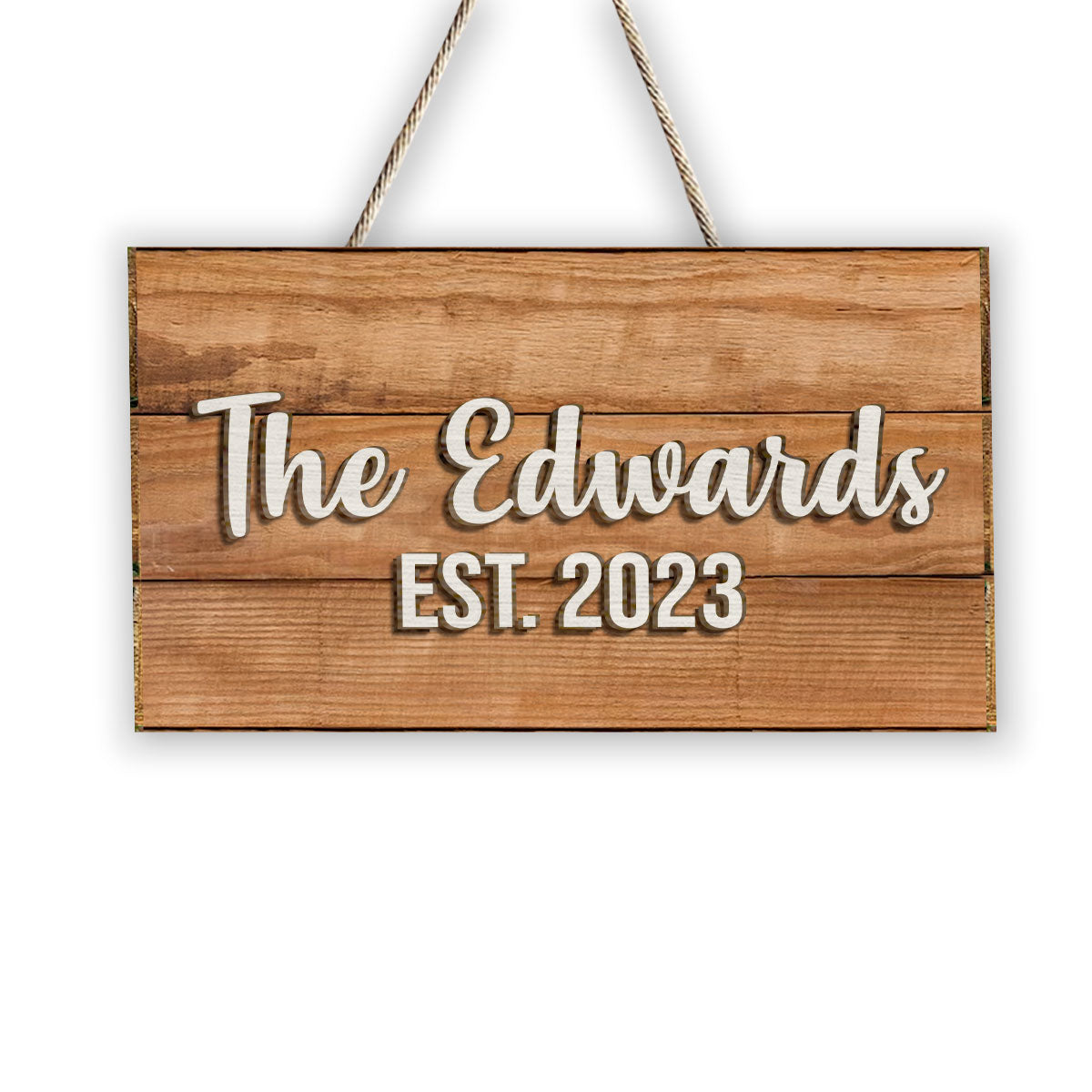 Unsere Familie – Personalisiertes Einweihungsgeschenk aus zwei Holzschichten / Holzplakette