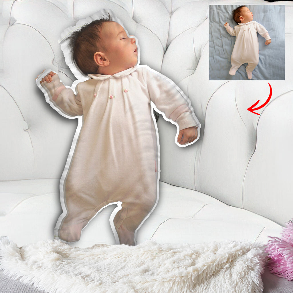 Individuell gestaltetes Foto-Humanoid-Kissen in Form eines Neugeborenen