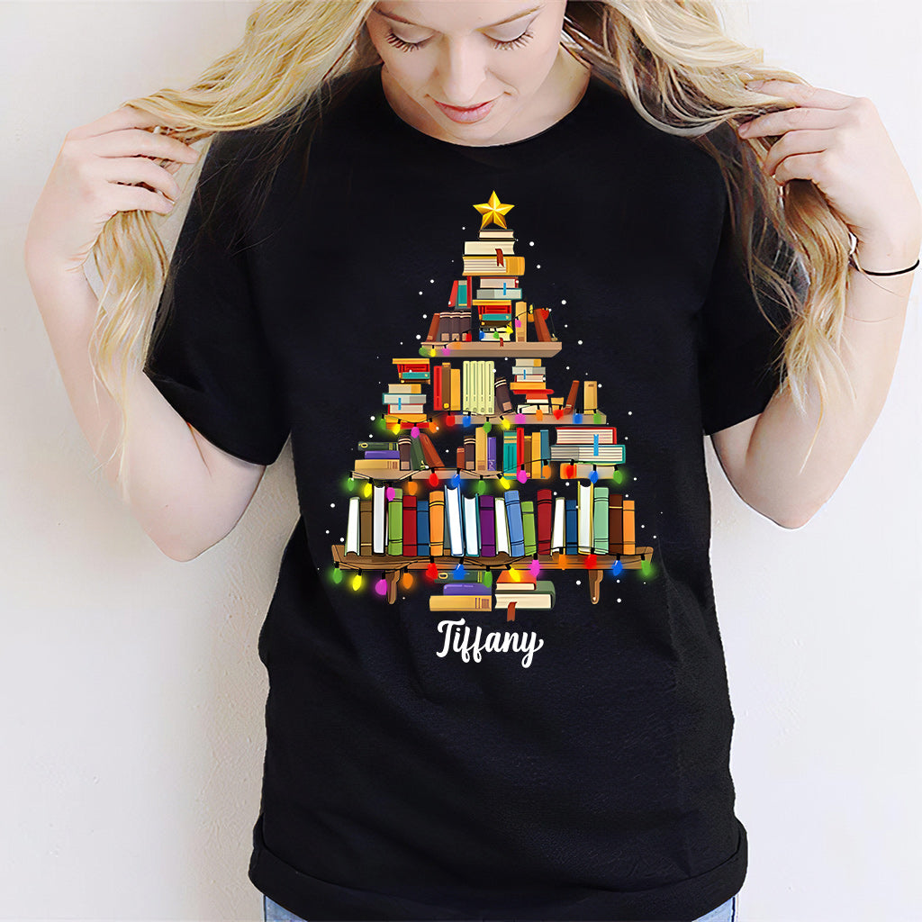 Bücher-Weihnachtsbaum – Personalisiertes Buch-T-Shirt und Hoodie